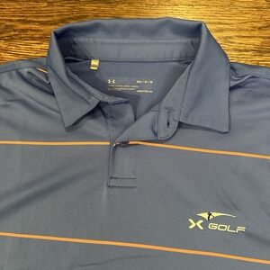 Under Armour Mens Heatgear Polo X Golf Shirt Blue Striped‎ Medium